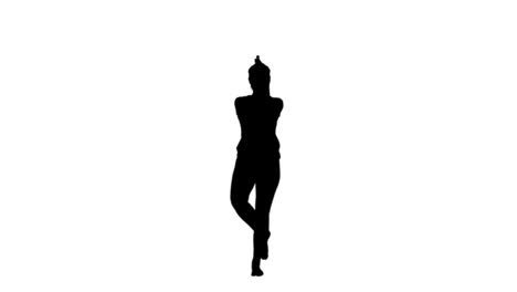 Frau-Macht-Yoga-In-Schwarzer-Silhouette