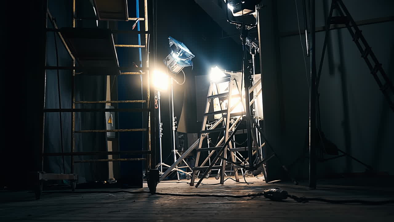 Turned on studio light equipment on a set