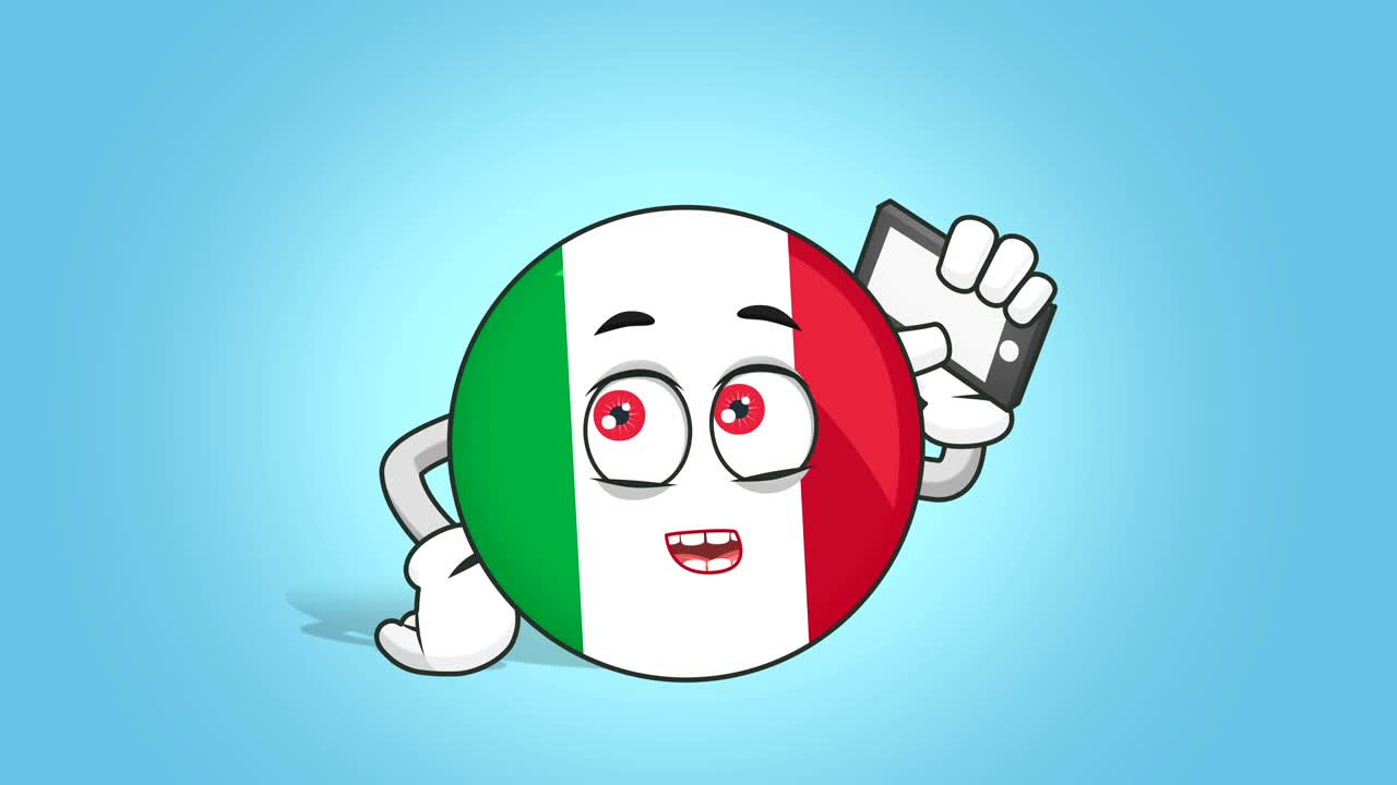 만화 아이콘 이탈리아 발 알파 매트와 함께 얼굴 애니메이션으로 전화