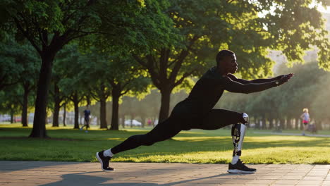 adaptive athlete exercising in a sunny park