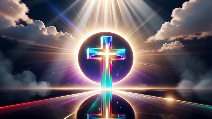 Christian Cross Heavenly Light Worship Background