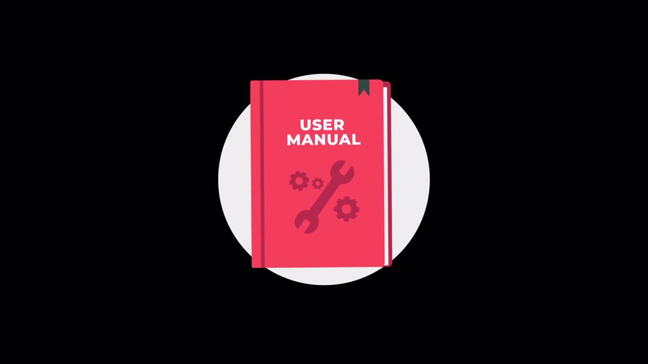 Manuale utente animato con ingranaggi rotanti e chiave inglese