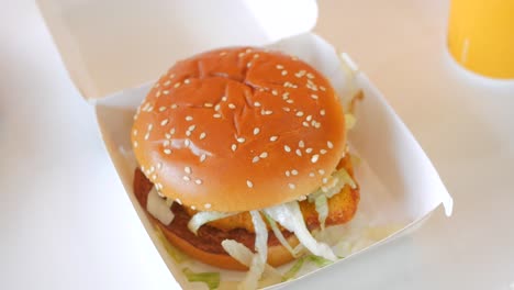 crispy chicken burger in a box