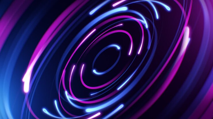 Loop circular blue and purple light background in the style of digital neon