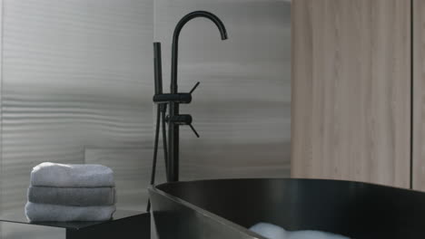 modern black bathtub and bathroom