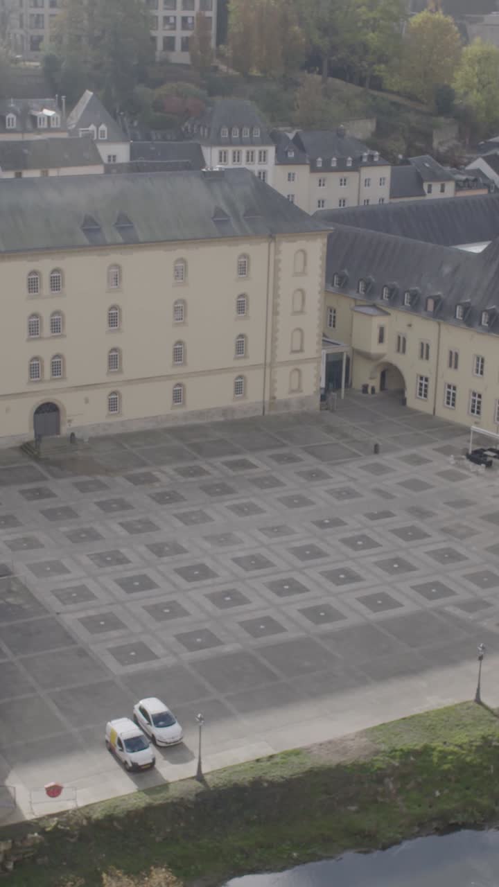 Aerial view of Luxembourg with historic buildings and nature scenery