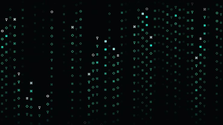 Abstract Digital Background with Falling Geometric Symbols