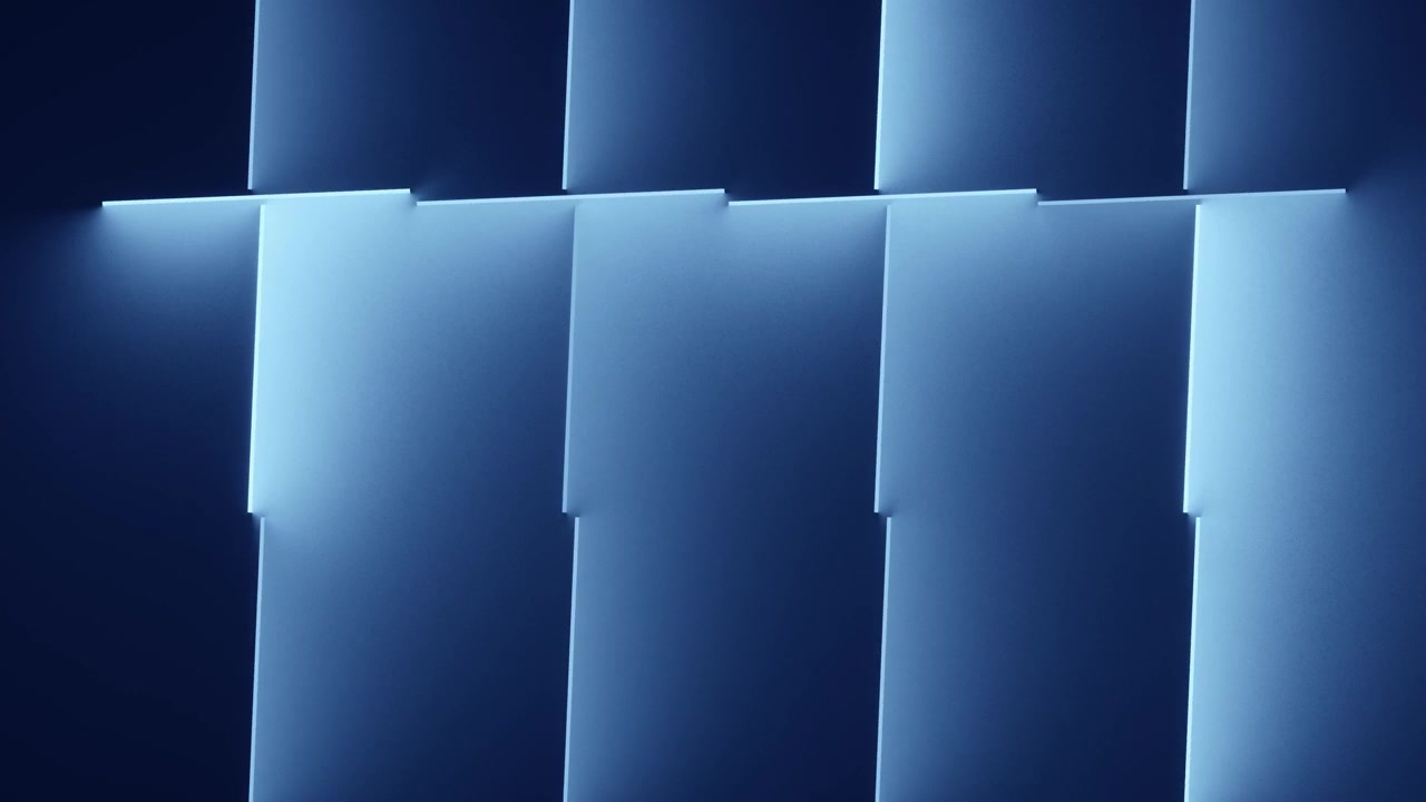 Abstract Motion Background with Rotating Blue Neon Light Bars