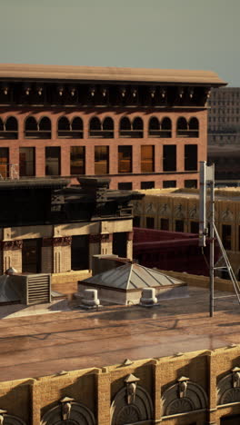 aerial view of a city rooftop