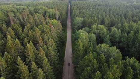 Dour-wheeler-driving-down-dirt-road