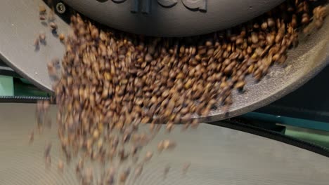 witness the transformation of raw coffee beans into aromatic grounds in an industrial coffee roasting process.