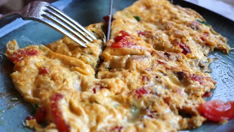 women eating plain egg omelette,