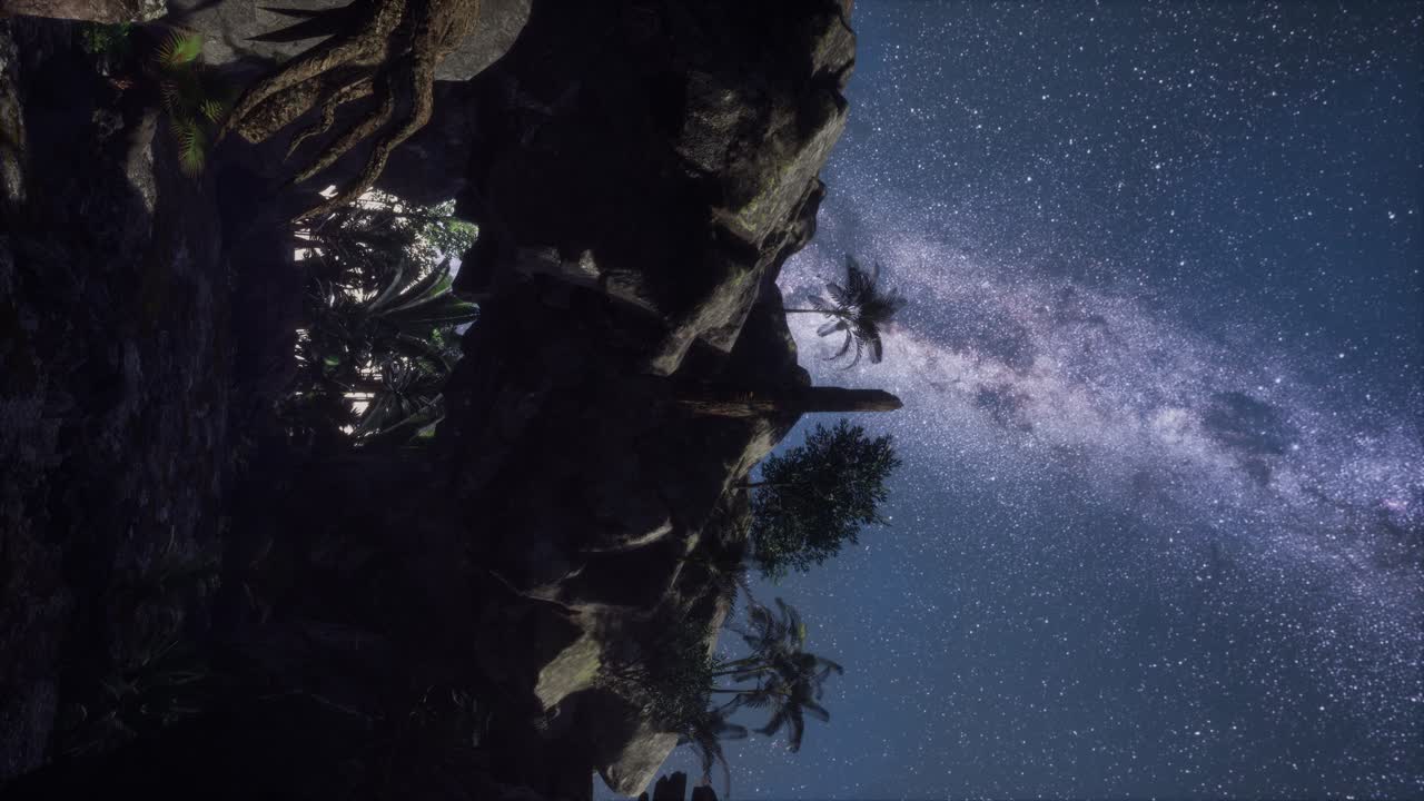 astrofotografía rastros de estrellas sobre el cañón