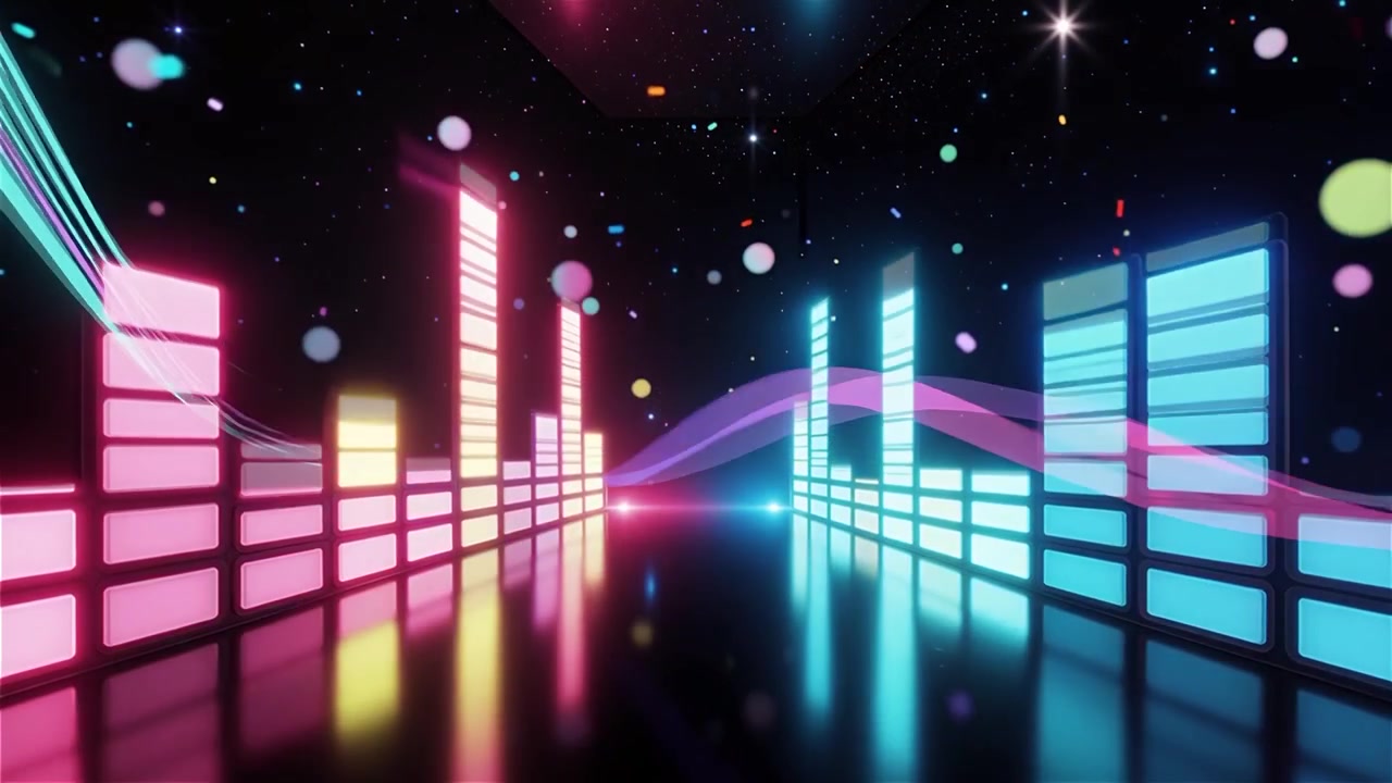 Futuristic Rainbow Neon Music Equalizer Visualizer Background