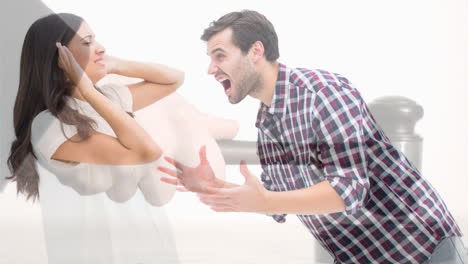 digital animation of couple quarrelling and gavel 4k