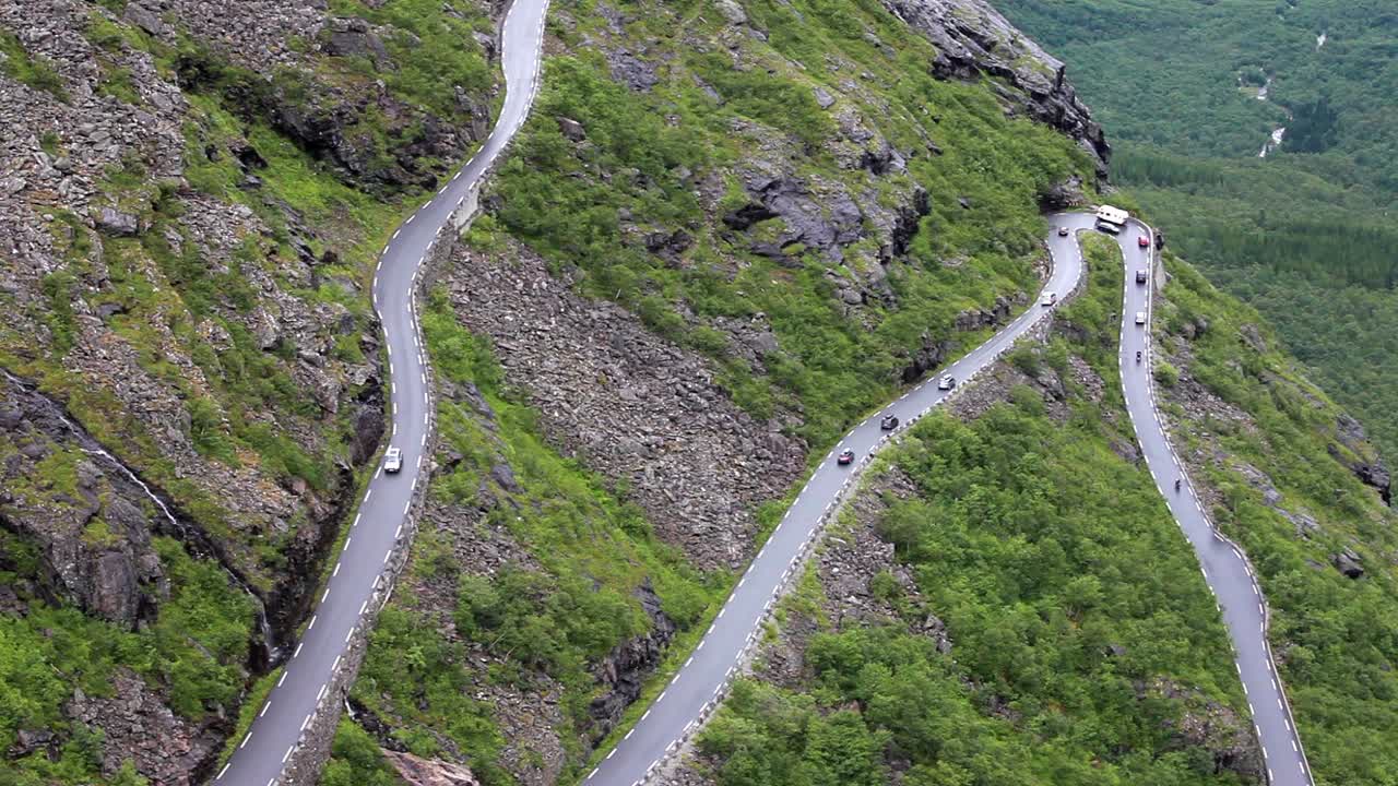 Troll's Path Trollstigen or Trollstigveien winding mountain road.
