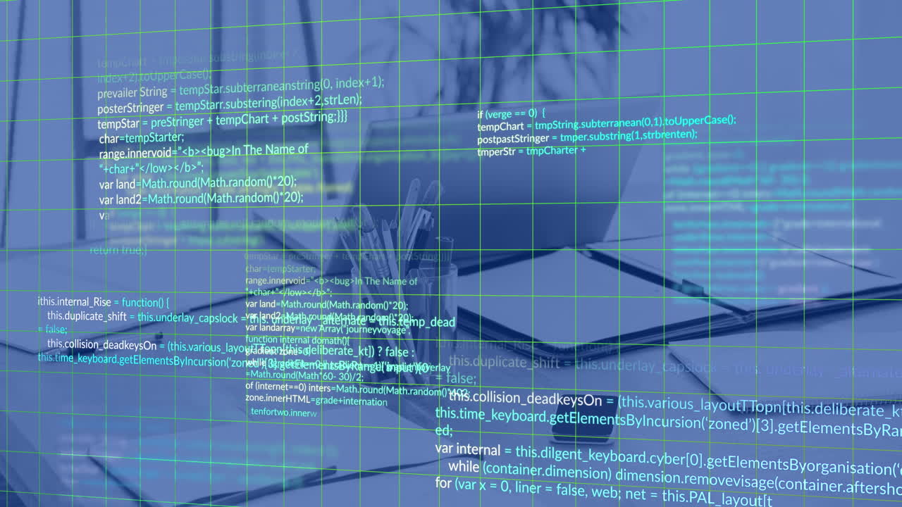 animazione dell'elaborazione dei dati sulla rete di griglia rispetto alla vista della scrivania dell'ufficio