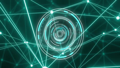 animación de escaneo de alcance y conexiones en fondo negro