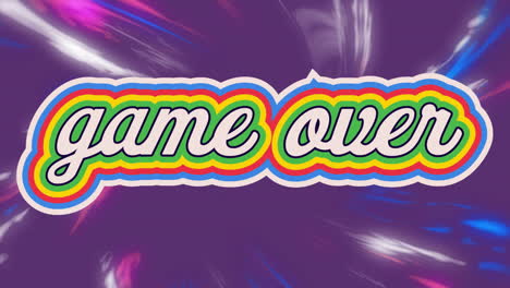 animating game over text over colorful, dynamic background