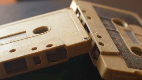 old audio cassettes on a table