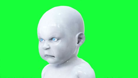 el mal que habla robot bebé, niños. pantalla verde animación realista.