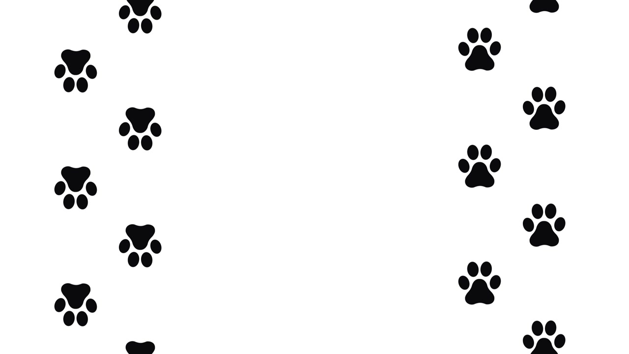 Conception d'autocollant d'empreintes de pattes sombres montrant une animation de multiples empreintes isolée sur fond blanc.