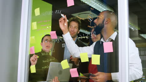 executives discussing on glass wall 4k