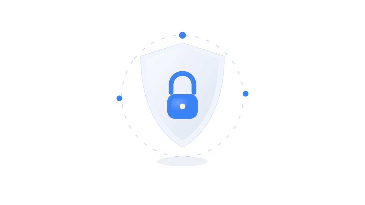 Animated Shield Icon with Unlocking Padlock for Cybersecurity Concept
