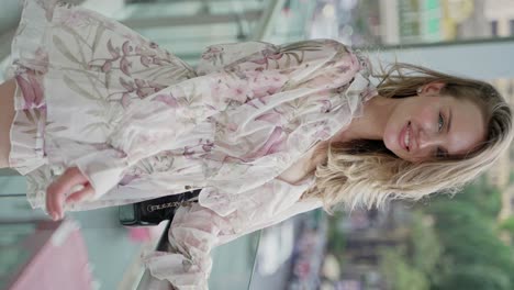 beautiful woman in floral dress