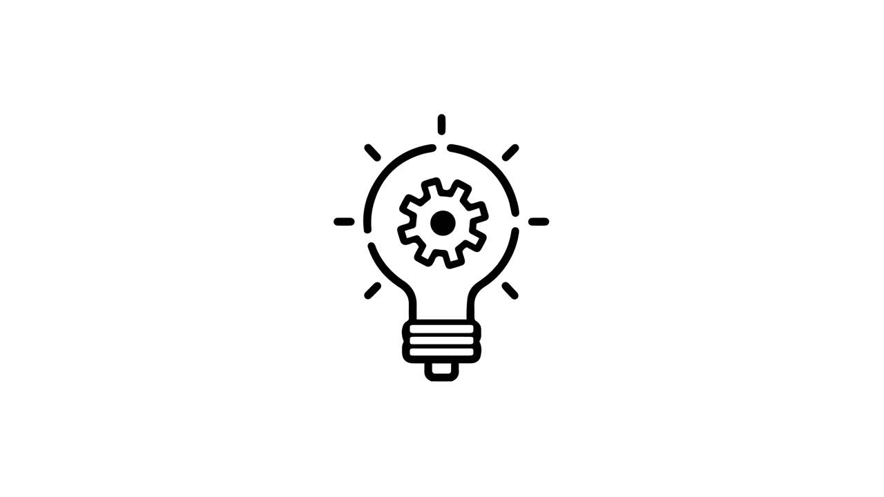 Innovation icon light bulb and cog inside premium quality graphic modern sign linear pictogram