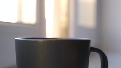 a cup of morning coffee by the window