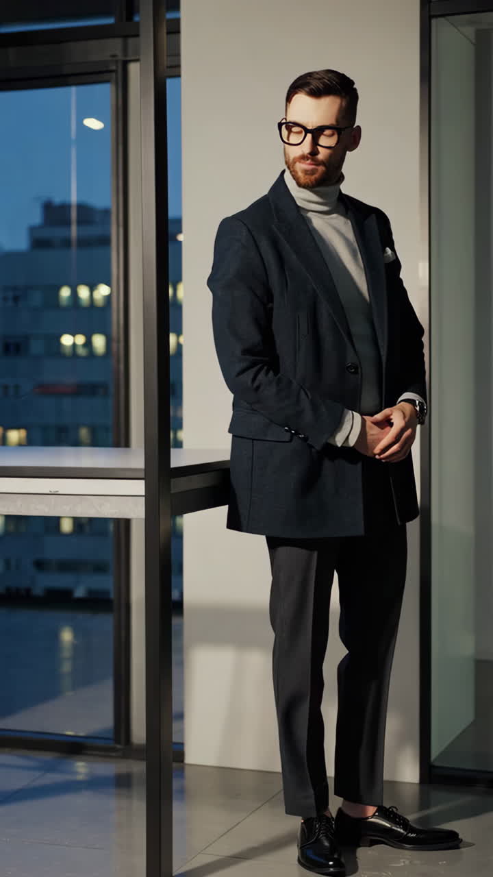 Stylish Business Man in Modern Office Setting