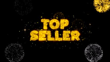 top seller text reveal on glitter golden particles firework.