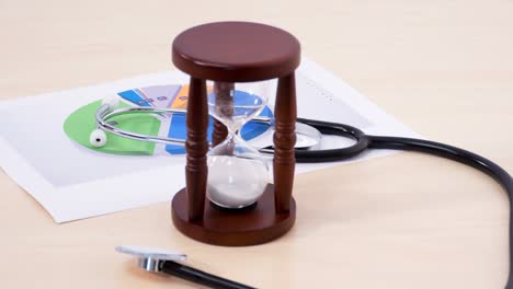 diagram stethoscope hourglass on table