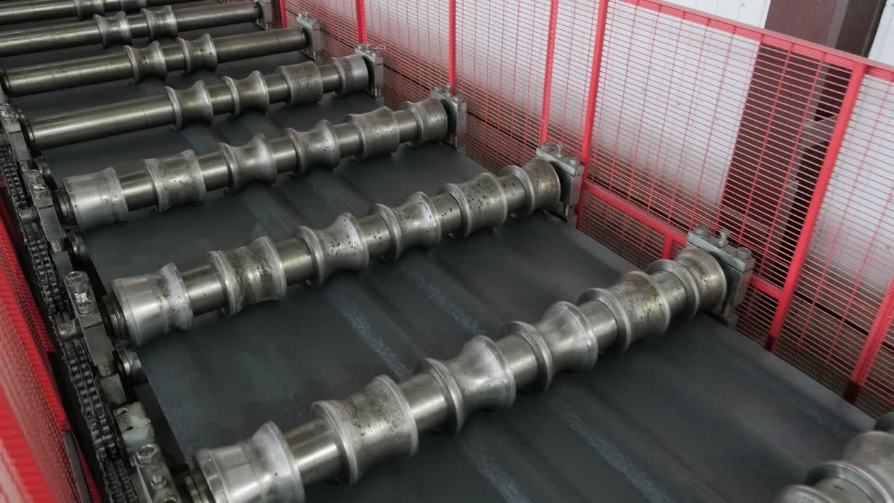 Metal sheet forming machine at the modern metalwork factory.