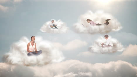 personas que se conectan con la computación en la nube