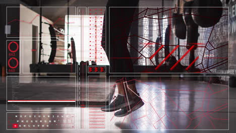 fitness tracking data animation over person exercising in gym environment
