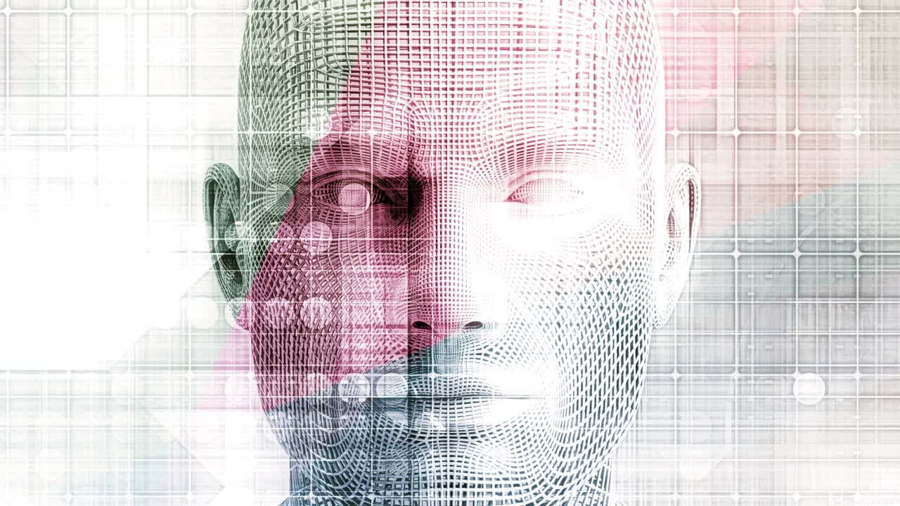 arte conceptual de biotecnología con cuerpo humano y bucle de moléculas genéticas