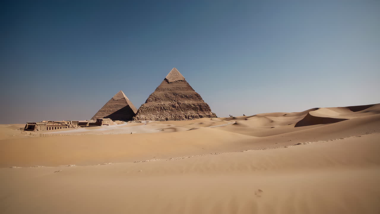 Pyramids of Giza in the Egyptian Desert