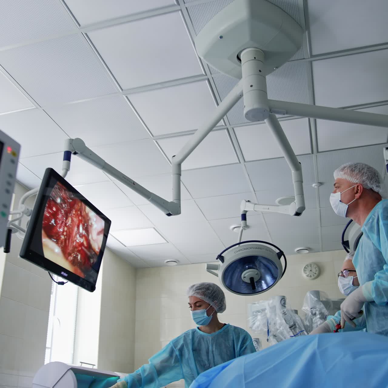 Surgery emergency room for treating healthcare. Monitoring patient health