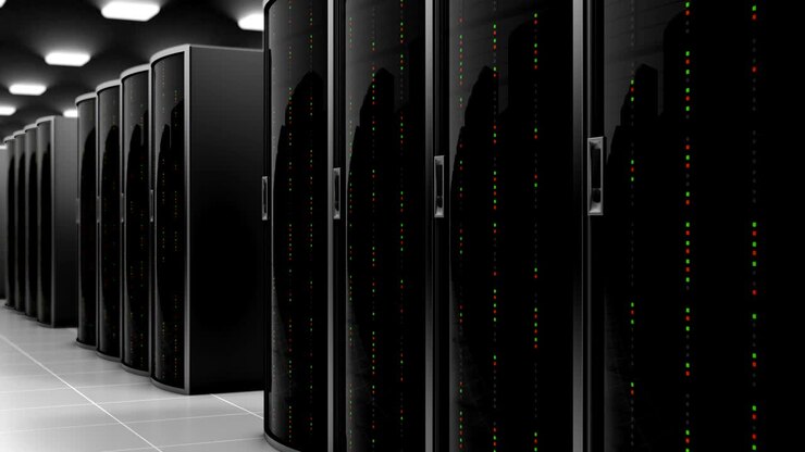 Server room in cloud datacenter, seamless loop