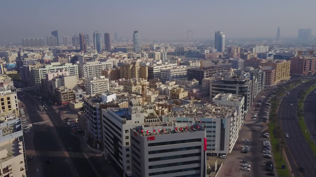 두바이 시내 풍경의 공중 풍경