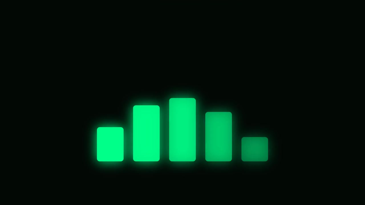 Animated Green Digital Audio Equalizer Bars on Black Background