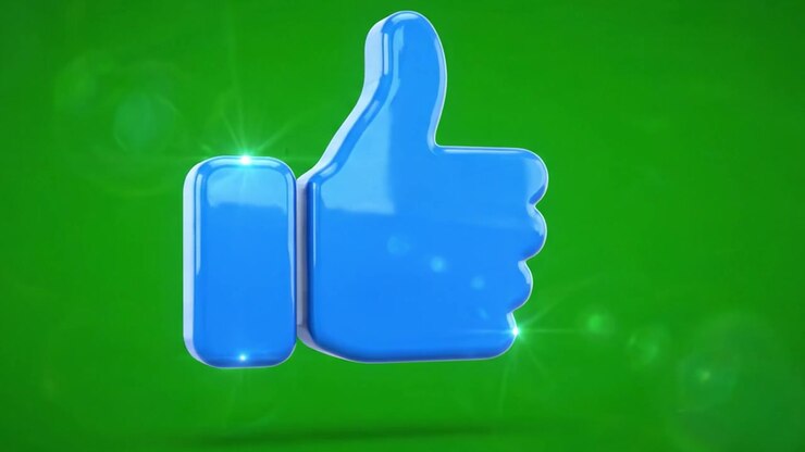 A Vibrant Blue Thumbs Up Icon Set Against a Bright Green Background, Perfect for Emphasizing Positivity, Approval, and Engagement in Digital Media