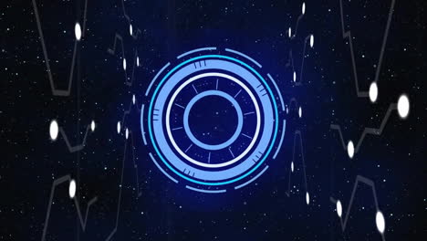 animation of digital data processing and scope scanning over black background