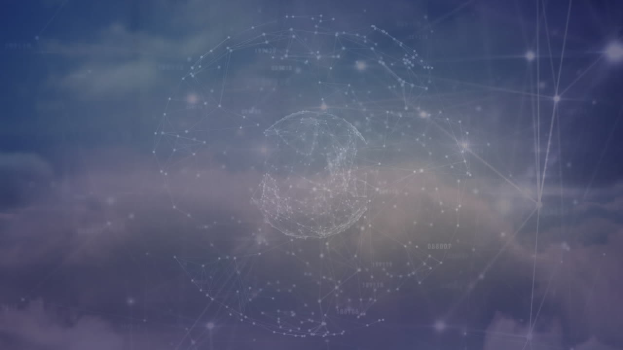 Animation of networks of connections over sky