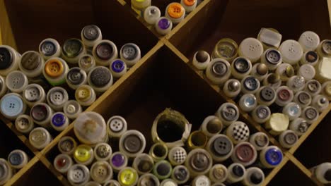 buttons on shelf tailor shop