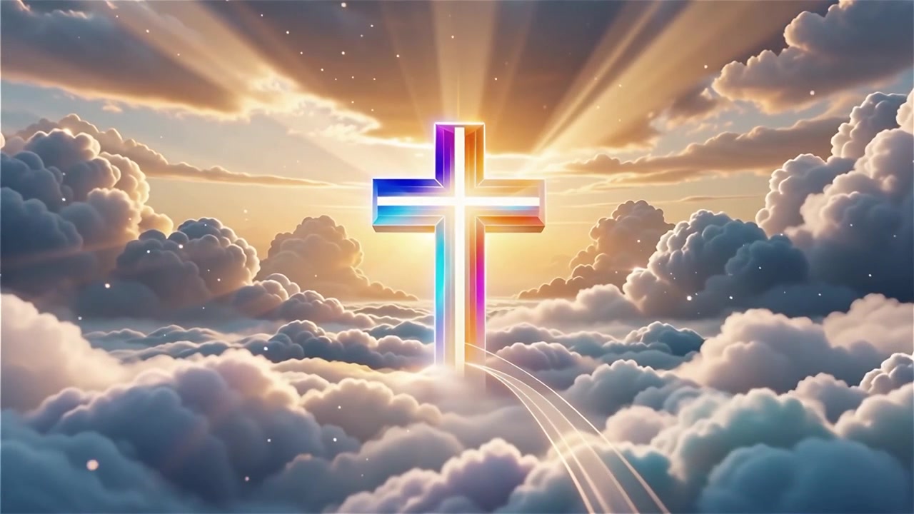 Christian Cross Heavenly Light Worship Background