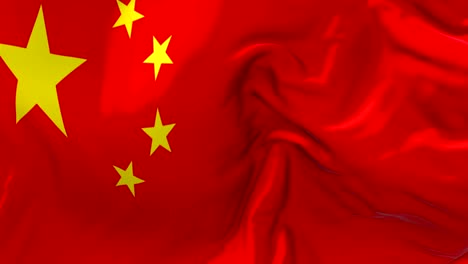 bandera china ondeando en el viento animación en cámara lenta. 4k textura de tela realista bandera soplando suavemente en un día de viento fondo de bucle continuo sin costuras.