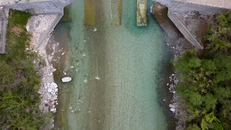 aerial top-down shot of plaka bridge epirus ioannina greece, footage